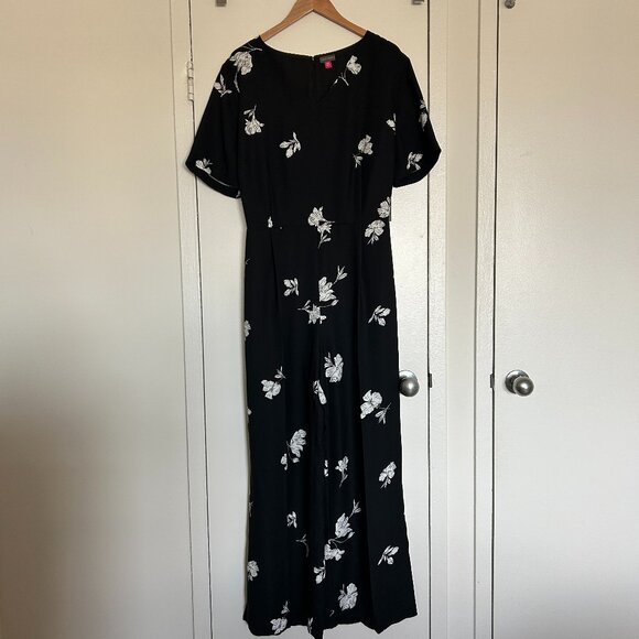 Vince Camuto Floral Wide Leg Jumpsuit in Black & White (NWT; Size 16W) - Picture 1 of 7
